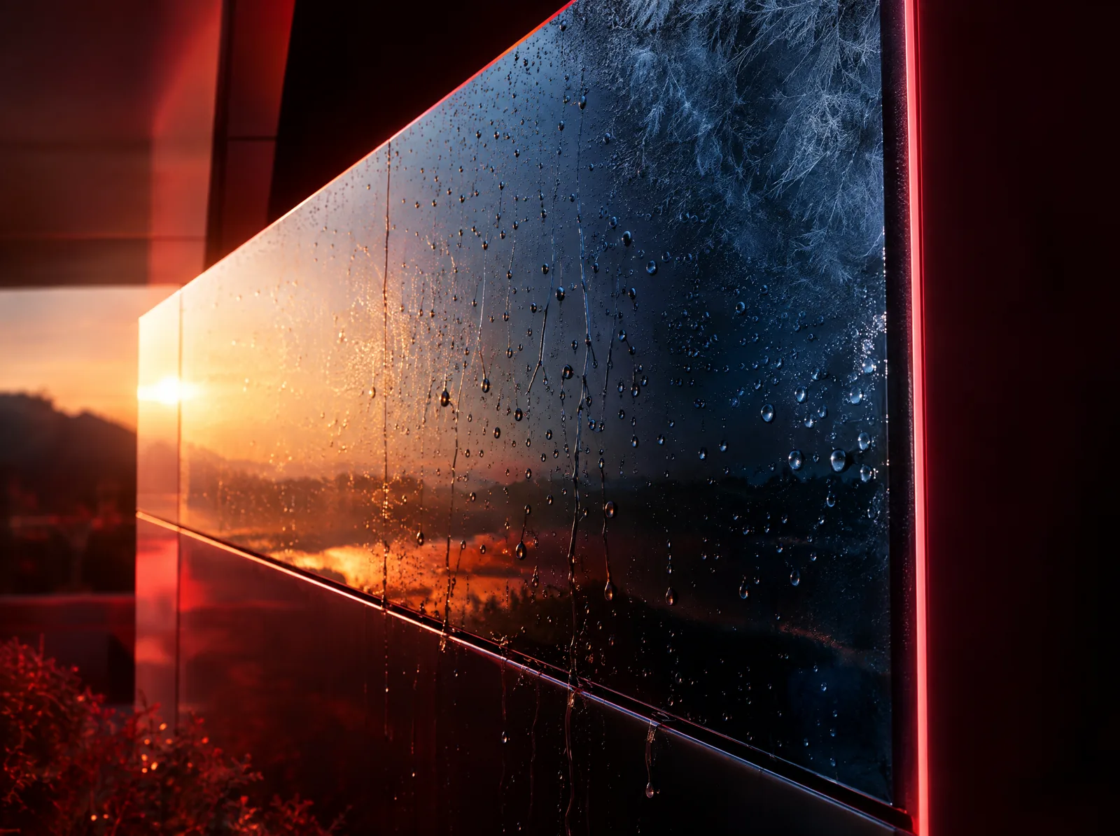 Coated exterior panel under sunlight, moisture and changing conditions